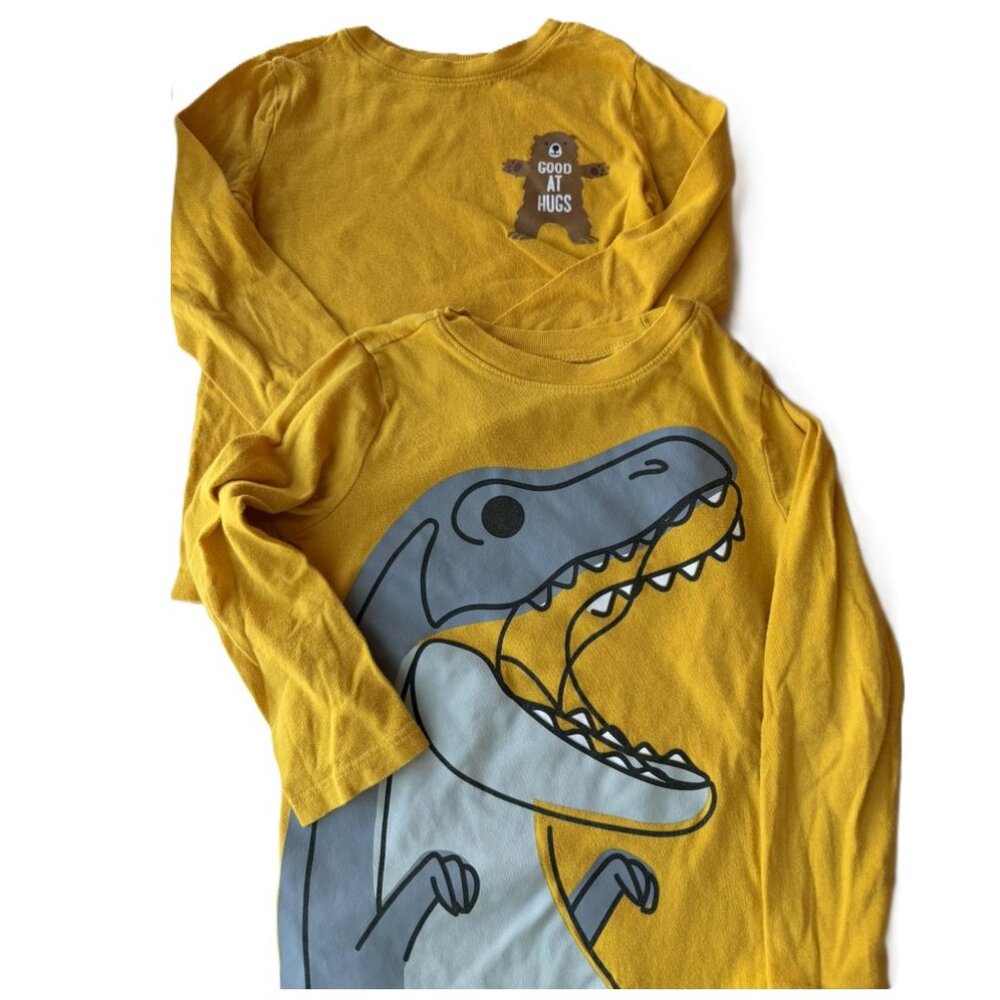 3/$15 | Boy's S/2, 5T Long-sleeve Graphic T-Shirts Yellow Bear Hugs + Dino